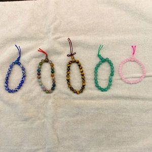 5 Semi Precious Gem Stone Beaded Bracelets